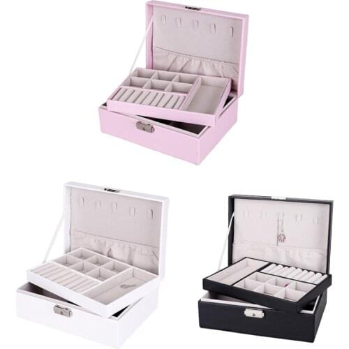 3 Pieces Jewelry Box Organizer Display Dual Layer Storage Case Earrings W