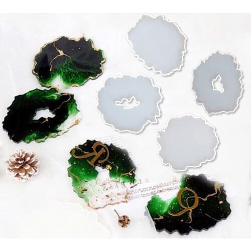 Coaster Silicone Mold Agate Coaster Resin Casting Mold Transparent Fluid Irregular Wave Coaster Cup Molds DIY Jewelry Making