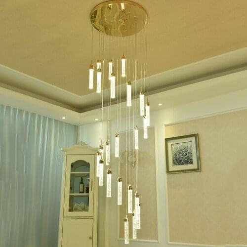 Staircase Crystal Pendant Light Nordic Modern Restaurant Hotel Lobby led Long Pendant Light Luxury American Crystal Pendant Lamp