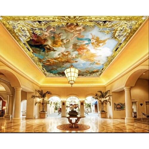 Custom photo wallpaper 3d ceiling wallpaper murals Embossed European pattern building painting angel zenith murals home decor