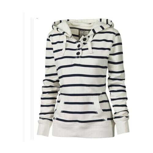 Casual New Fashion Striped Hoodies Women Pullover Autumn Winter Long Sleeve Loose Cotton Hooded Sweatshirts