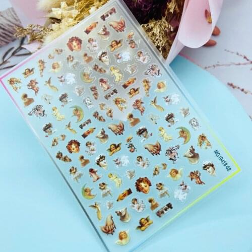 Japanese Style New Technology Transparent Plain Nail Stickers Vintage Angel Frame The Madonna Thin High Viscosity Nail Decals
