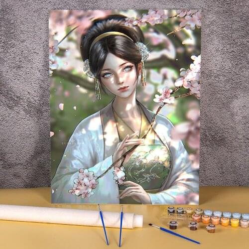 Cartoon Girl Woman Paint By Numbers Package Oil Paints 50*70 Painting On Canvas Home Decoration For Children Handicraft