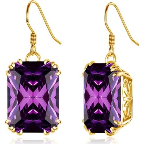 Natural Amethyst Earrings 14K Gold Color Earrings For Women Silver 925 Jewelry Drop Dangle Earrings Wedding Wholesale Gift