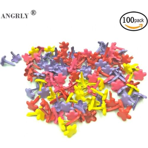 100PCs 7x10mm Plum Blossom Flower Brads Scrapbooking Embellishment Fastener Brads Metal Plum Flower Crafts For Shoes Decoration