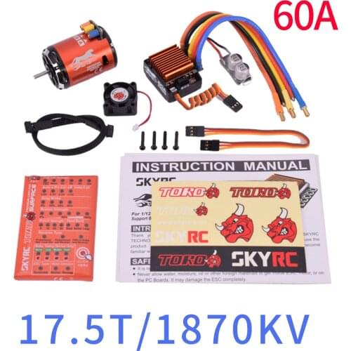 SKYRC 8.5T 21.5T 1600KV Brushless Motor+ 60A Sensored ESC Program Card Combo Power System For 1/10 1/12 RC Car