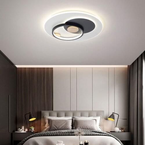 Modern Creative Luster Black Grey Round LED Ceiling Light for Bedroom Living Dining Study Room Kitchen Corridor Home Indoor Lamp