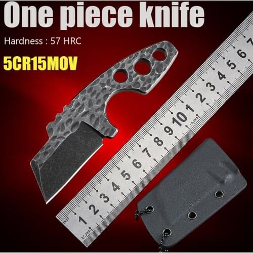 One piece fixed blade tactical knives 5Cr15Mov stainless steel camping knife EDC tools given the necklace