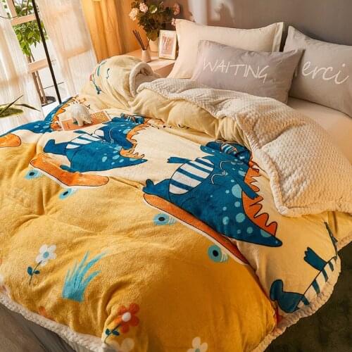 Blanket thickening faux lamb wool winter nap cover coral fleece warmth flannel duvet cover fashion weighted blanket
