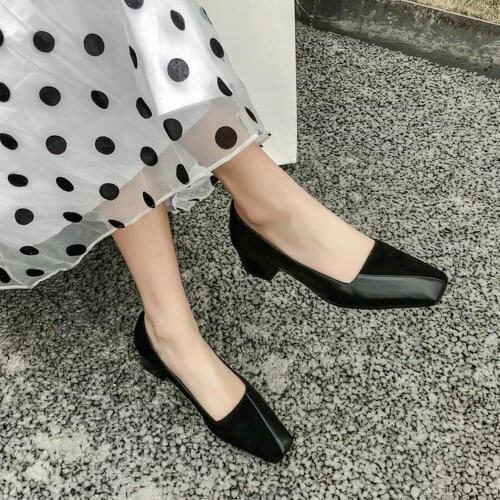 EshtonShero Spring Womens Shoes Woman Pumps Sheepskin+PU Med Heels Pointed Toe Basic Fashion Ladies Wedding Shoes Size 3-10