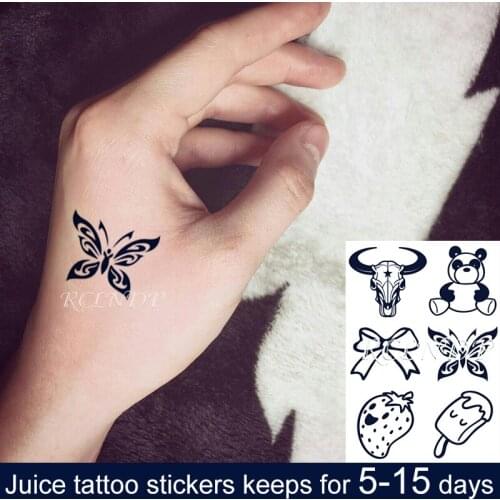 Waterproof Temporary Juice Ink Tattoo Sticker Small fresh creative bull head Panda bow Fruit Gel Long Lasting Art for Men Women