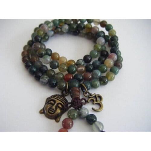 Green agate Bracelet Healing 7.5inches Spirituality Bead Bless Gemstone Monk Stretchy Chakas Lucky men Meditation
