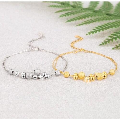 KOFSAC 925 Silver Bracelets For Women Fashion Jewelry Cute/Romantic Stars Matte Beads Bangle Girl Valentines Day Accessories