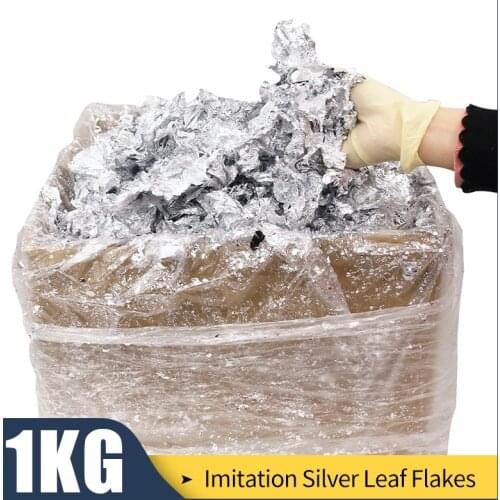 1KG Imitation Silver Flake Glitter Aluminum Leaf Fragment Gilding for Wall Furniture Painting Glass