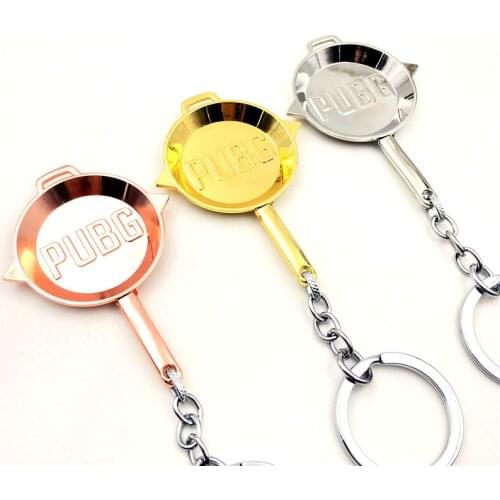 2017 New Game Playerunknowns Battlegrounds Pans Model Keychain Hot PUBG Logo Key Rings 4 Colors Options For Fans Gifts