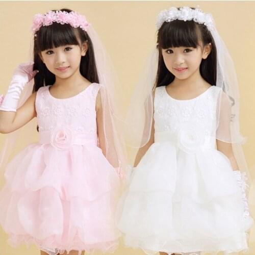 2019 Wedding Veil Long Veils For Children Two-layer Pencil Edge White Pink Hair Accessories Flower Girls Lace Schleier BV005