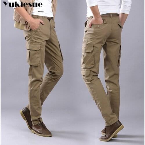 2019 High Quality Mens Cargo Pants Casual Loose Multi Pocket Military Pants Long Trousers for Men Joggers Plus Size 28-38