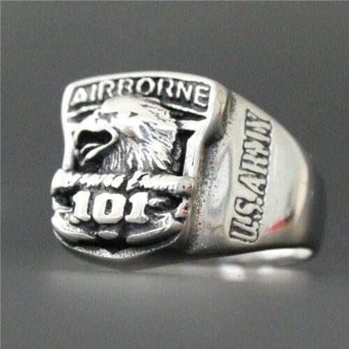 3pc/lot Newest Design Cool USA Army Ring 316L Stainless Steel Jewelry Band Party Real Man Eagle Ring