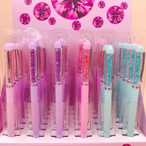 36 pcs/lot Kawaii Candy Diamond Gel Pen Cute 0.5mm Black ink Signature Pens Office School Writing Supplies Promotional gift