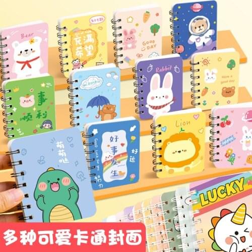 4Pcs A7 Spiral Notepad Kawaii Coil Notebook Mini Pocket Line Inner Pages For Writing Office Stationery School Supplies