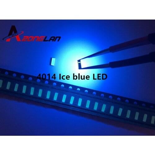 500PCS/lot 4014 ICE BLUE LED SMD SKY BLUE 22-24lm 3.0-3.2V car lamp light beads RoHs Free shipping