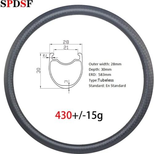 700C 430g 30mm deep gravel bike carbon rim clincher tubeless road disc bike carbon wheel 28mm wide 16-32H UD 3K 12K matte glossy