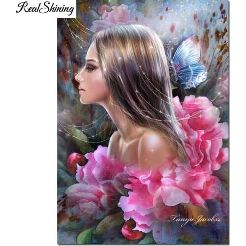 Diamond painting Flowers butterfly fairy cross stitch 5d diy diamond embroidery full Square round diamond mosaic decor F1109