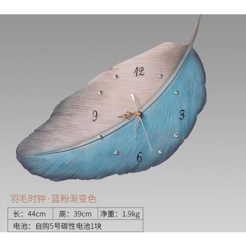 Nordic Art Large Wall Clock Luxury Minimalist Modern Living Room Unique Wall Watch Feather Duvar Saati Home Decoration AA50ZB