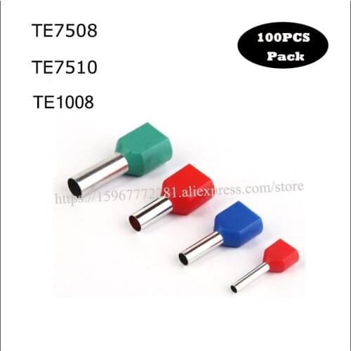 1000PCS terminal Insulated Twin cord end terminal cold-press double-pipe TE7508 TE7510 TE1008