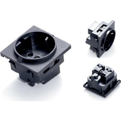 E-08 Black round embedded industrial outlet European German UPS PDU Receptacle 250V 16A universal electrical AC power socket