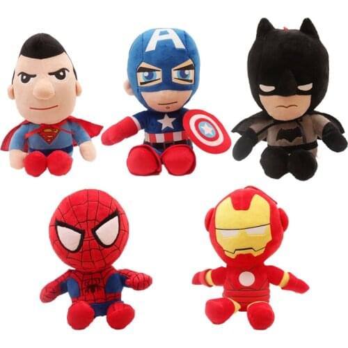 27cm Man Spiderman Plush Toys Movie Dolls Marvel Avengers Soft Stuffed Hero Captain America Iron PP Cotton Stuffed Doll Gift