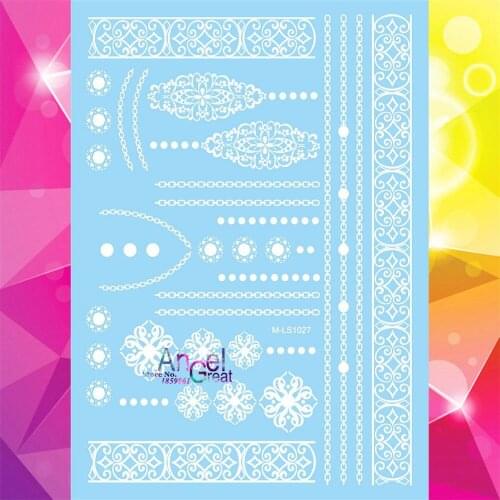 Indian Henna Designs Bracelet Temporary Tattoo Body Art Wedding Tattoo Stickers AM-LS1027 White Flower Lace Tatoo Wedding Brides