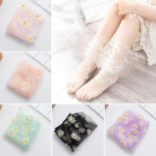 Hot Sold Cute Daisy Transparent Socks Short Floral Sexy Women Socks Tulle Foot Mesh Summer Female New Sweet Ultra-thin Socks