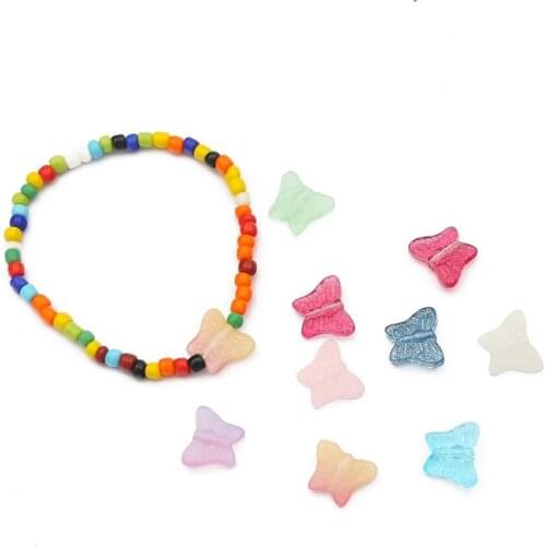 4-12pcs/lot Small Butterfly Shape Lampwork Beads Multi Gradient Color Glass Beads For Jewelry Making Handmade DIY Accessories