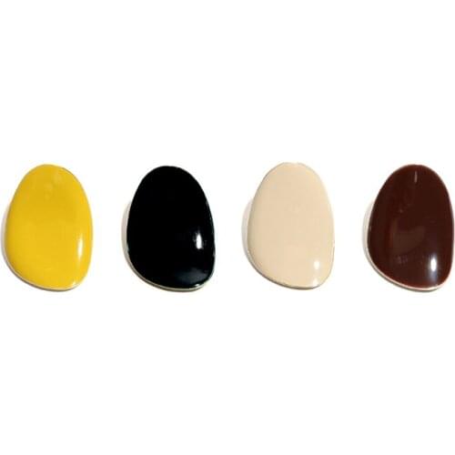 Minimalist Irregular Geometric Colorful Enamel Clip Earrings For Women Ladies Fashion Asymmetric Round Gold Small Clip Earring