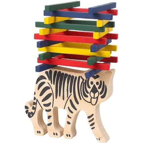 Montessori Toy Wooden Tiger Color Rod Balance Beam Children 'S Puzzle Educational Toys Childrens Gift
