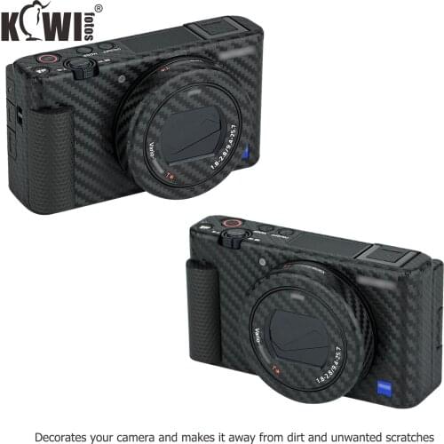 Kiwi Camera Body Sticker Anti-Scratch Protective Skin Film Kit For Sony ZV-1 ZV1 Anti-slide Carbon Fiber Black