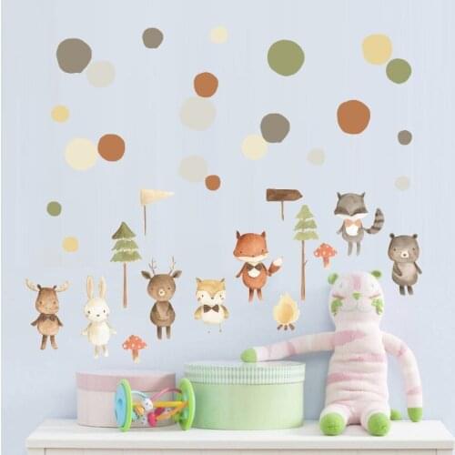 Nordic DIY Animal Wall Stickers Cartoon Kids Room Bedroom Wallpaper Living Room Sofa Background Creative Stickers Decoration