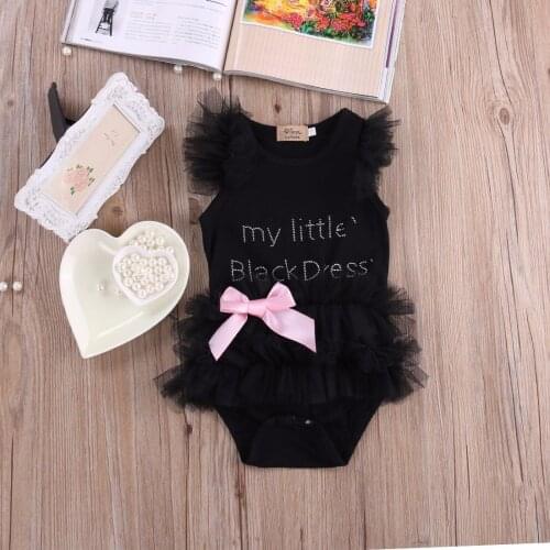 2019 New Fashion Girl Clothes Kids Baby Girls Embroidered My Little Black Dress Bodysuit Jumpsuits