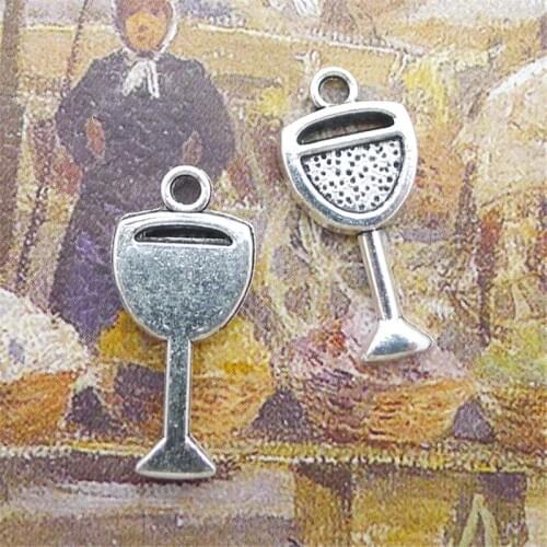 DELICATE 20 Pieces/Lot 21mm*10mm Diy pandent tibetan silver wine glass cup goblet charms accessory For Jewelry Making