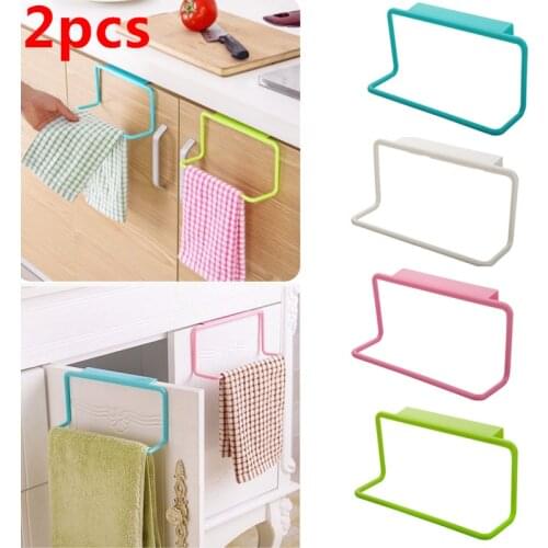 2pcs Kitchen Towel Rack Organizer Punch-Free Hanging Holder Rag Rack Cupboard Bathroom Cabinet Hanger Kitchen Accessories