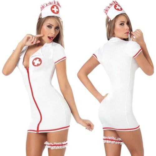Porno Women Nurse Cosplay Sexy Lingerie Lace Dress Baby Doll Erotic Uniform Sexy Costumes Underwear Maid Dress