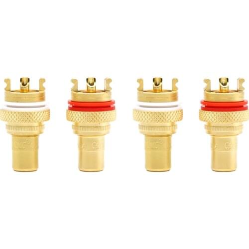 8pcs Gold plated RCA Jack Panel Mount Chassis Socket for audio amp,Brass Gold RCA socket, Gold Plated Brass Female Phono Jack