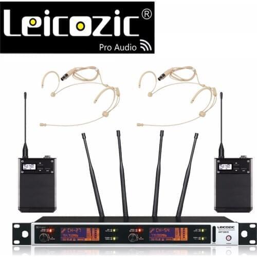Leicozic Profesional wireless microfone true diversity stage wireless microphone system wireless mic head set microphone uhf mic