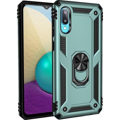 Military Armor Shockproof Case For Samsung Galaxy A02 M02 Magnetic Metal Ring Holder Protective Back Cover for Galaxy M02 Coque