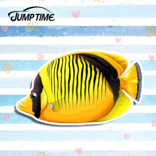 Jump Time 13cm x7.8cm Beautiful Stickers Tropical Fish 3D Car Styling Vinyl Fishing Decal Personality Waterproof Car Accessories