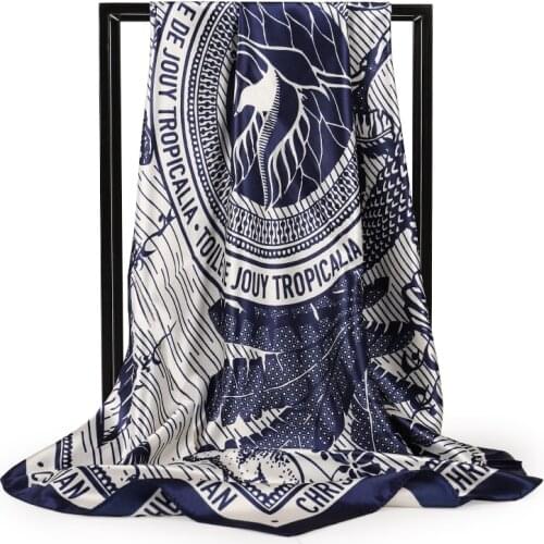 Luxury Fashion Silk Square Scarf For Women 90*90cm Neck Hair Tie Band Bag Wrap Soft Neckerchief Hijab Female Foulard hair scarf