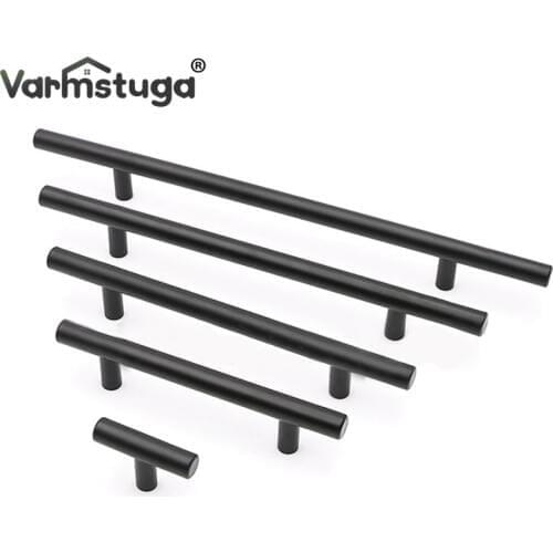 Diameter 10mm Matt Black Stainless Steel Kitchen Door Cabinet T Bar Handle Pull Knob 2" ~ 12'' Hardware Drawer Kitchen handles