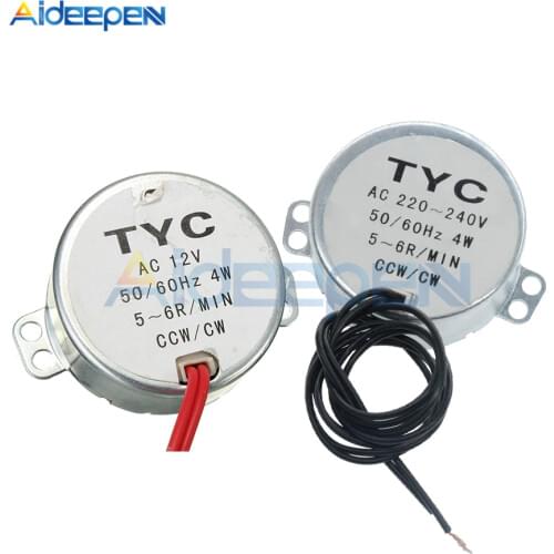 AC 12V AC 100-127V 220-240V 50/60Hz Synchronous Motor 1.4RPM-60RPM Robust Torque 4W TYC-50