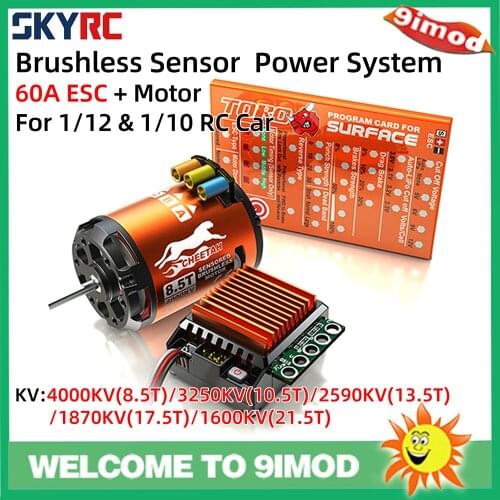 SKYRC Brushless Motor 60A Sensored ESC LED Program Card Power System for 1/10 1/12 RC Car